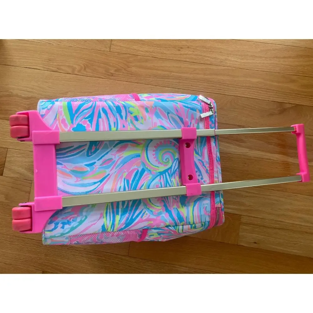 Lilly Pulitzer Suitcase Insulated Rolling Cooler Bag Pink Carnivale Coral Rare